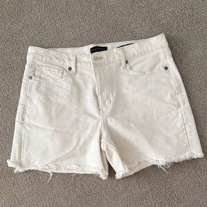 Banana Republic Off-White Frayed Hem Denim Shorts